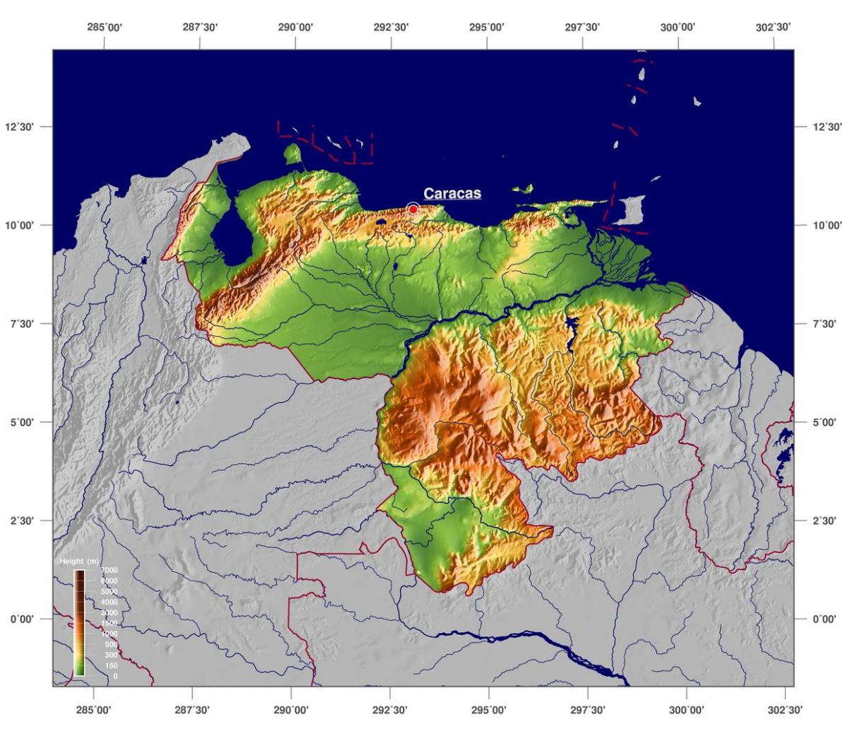 карта фізічная карта Венесуэлы
