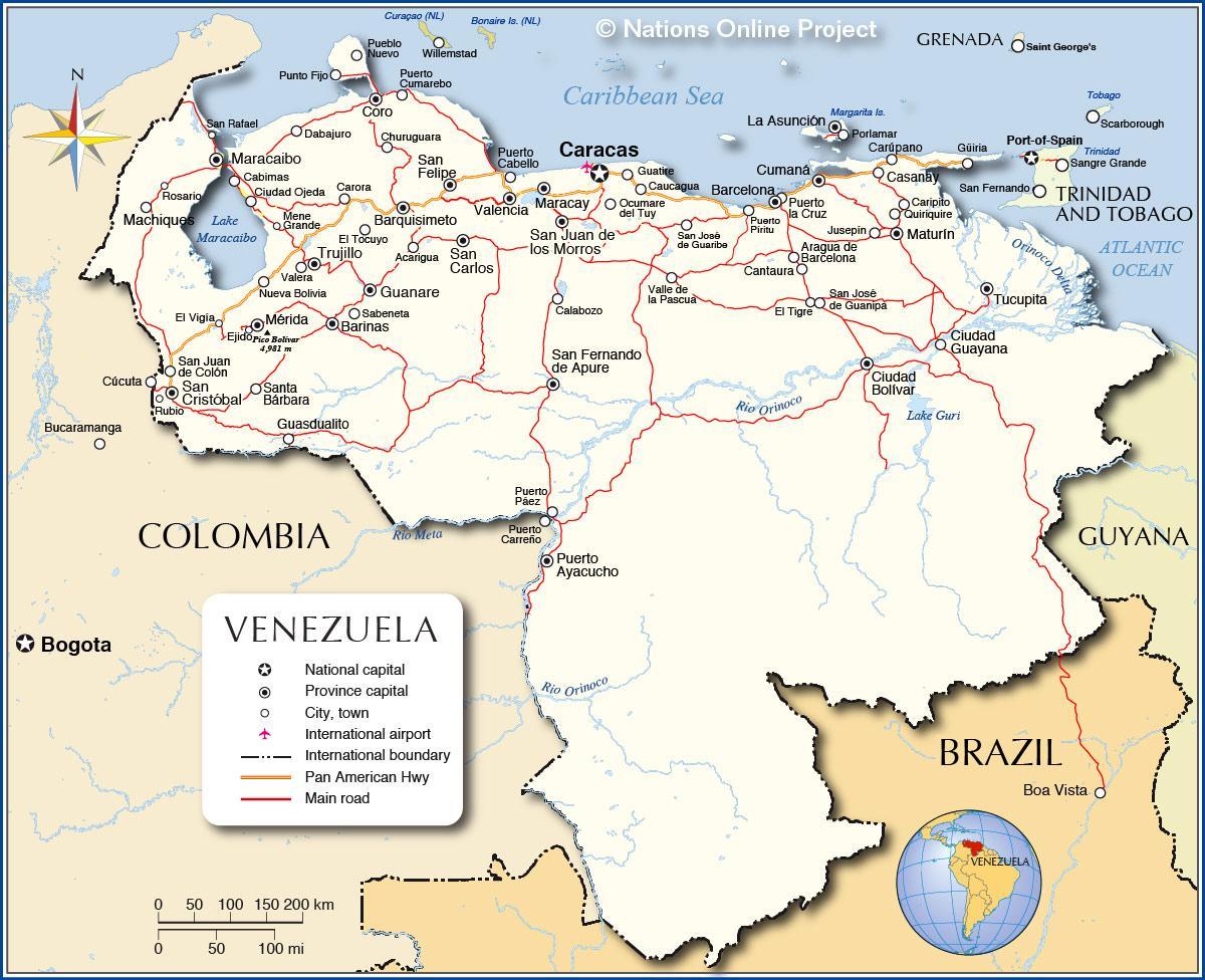 падрабязная карта Венесуэлы