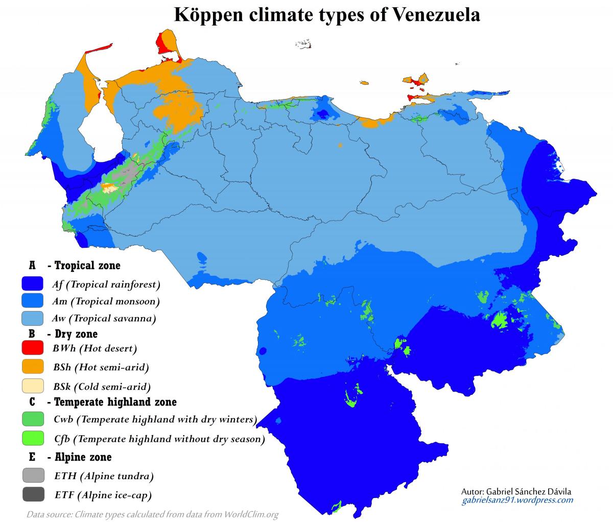 карта Венесуэла клімат