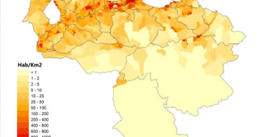 Венесуэла карту шчыльнасці насельніцтва 