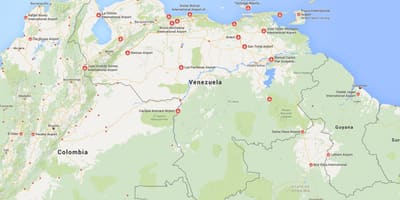 Карта Венесуэлы аэрапортаў