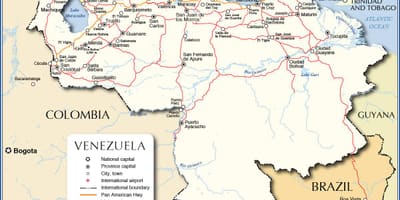 Падрабязная карта Венесуэлы